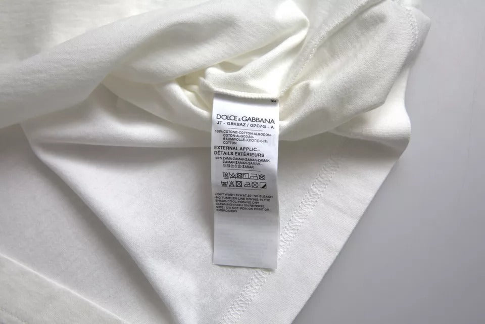 Dolce & Gabbana T-shirt med rund hals i hvidt logo i bomuld