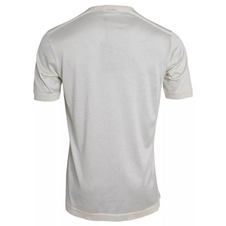 Dolce & Gabbana White Short Button Closure Silk Top T-shirt - Hilstor