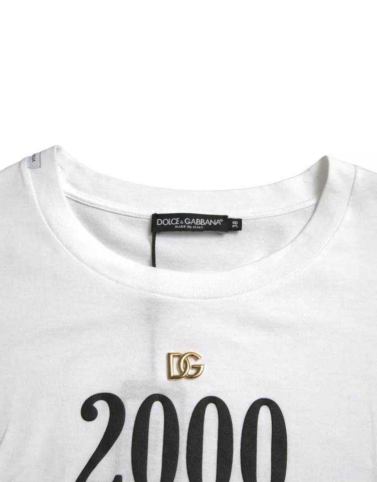 Dolce & Gabbana White Slogan Print Lacing Detailed T-shirt - Hilstor