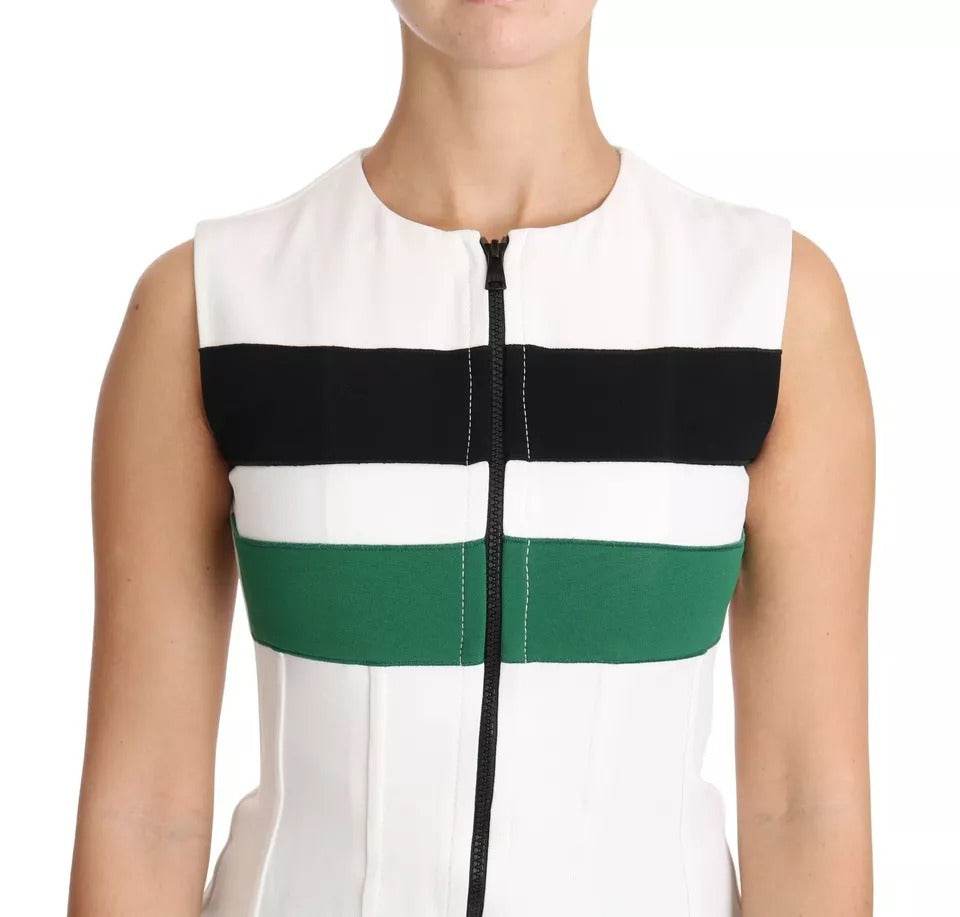 Dolce & Gabbana White Striped Cotton Sleeveless Top T-shirt - Hilstor