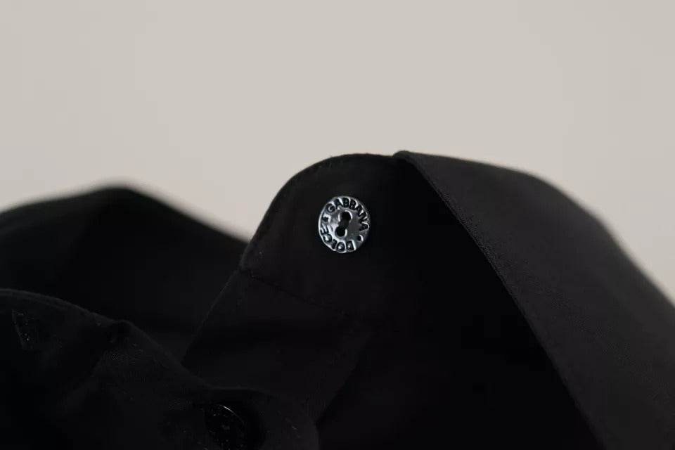 Dolce & Gabbana Black Cotton Collared Formal Dress Shirt Top - Hilstor