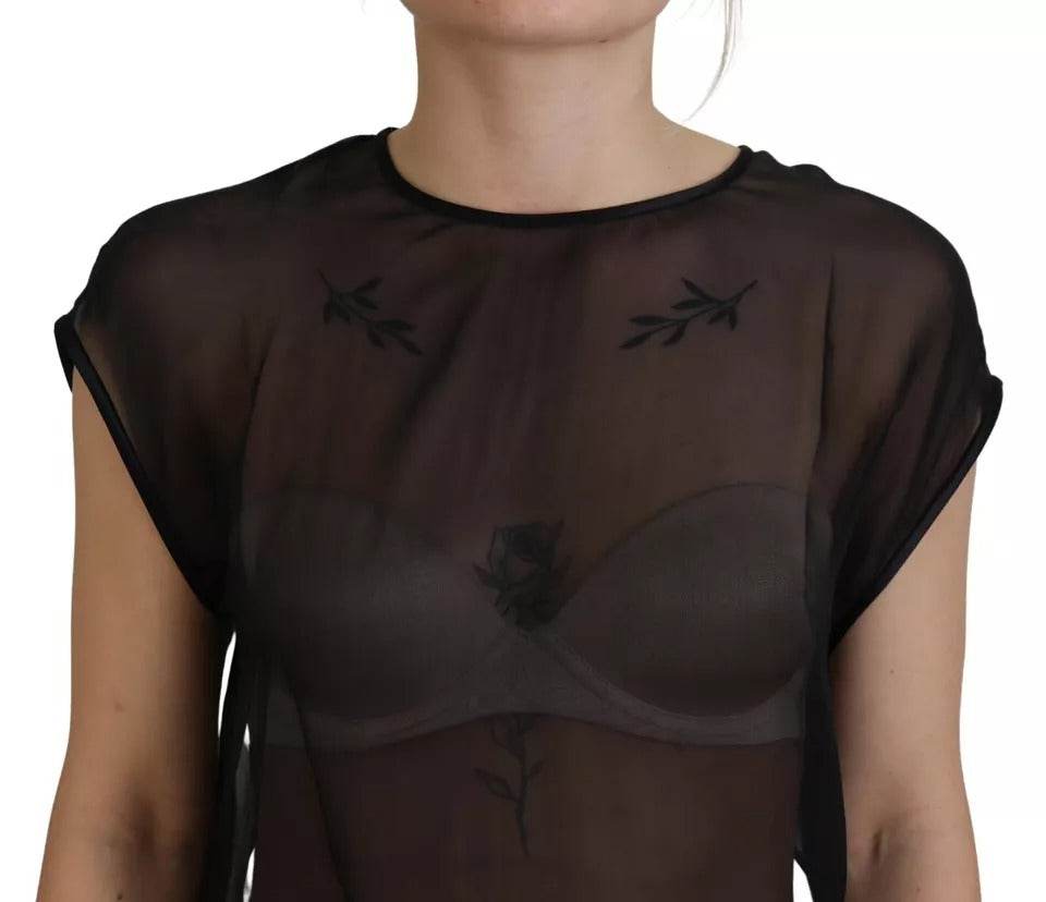 Dolce & Gabbana Black Mesh Transparent Blouse Pullover Top - Hilstor
