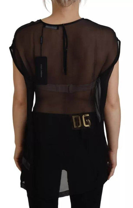 Dolce & Gabbana Black Mesh Transparent Blouse Pullover Top - Hilstor