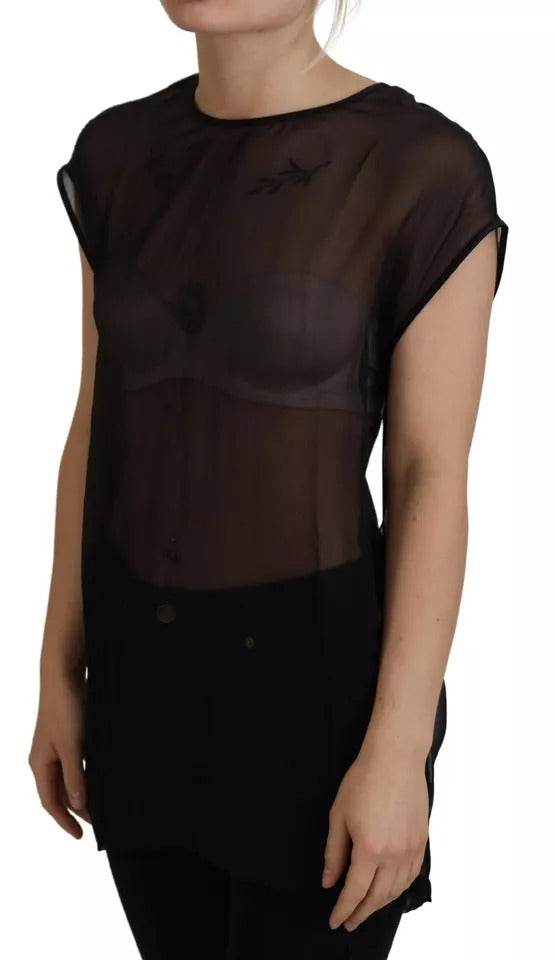 Dolce & Gabbana Black Mesh Transparent Blouse Pullover Top - Hilstor