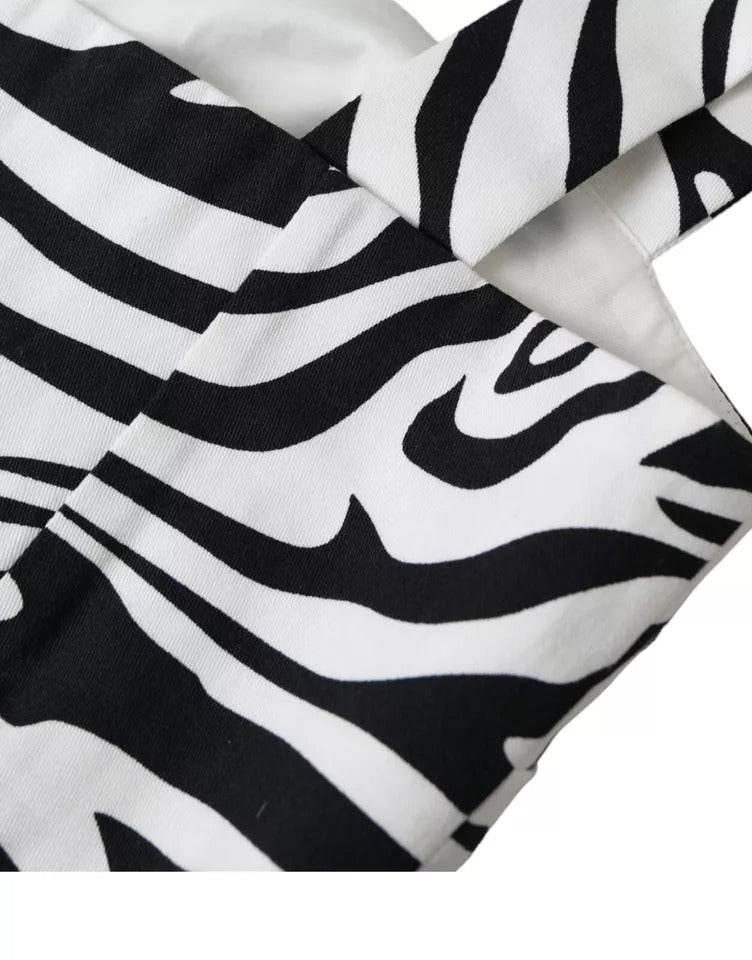Dolce & Gabbana Black White Zebra Sleeveless Bustier Crop Top - Hilstor