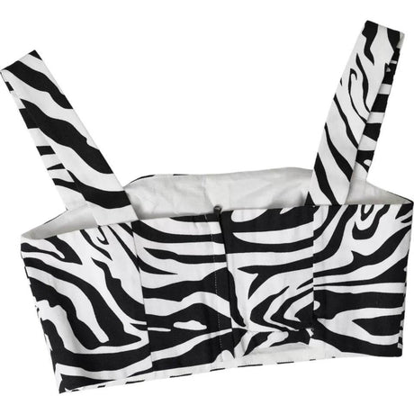 Dolce & Gabbana Black White Zebra Sleeveless Bustier Crop Top - Hilstor