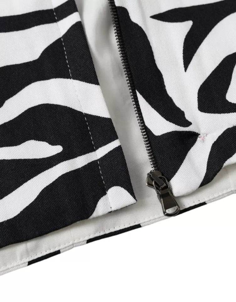 Dolce & Gabbana Black White Zebra Sleeveless Bustier Crop Top - Hilstor