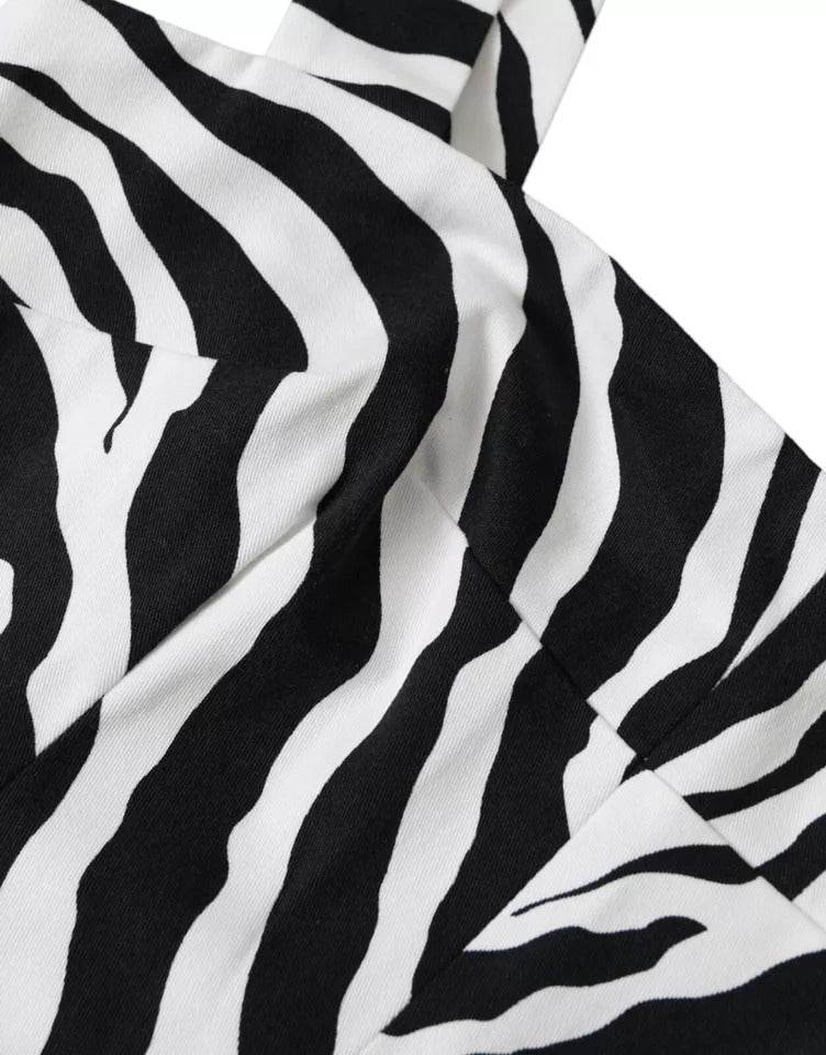 Dolce & Gabbana Black White Zebra Sleeveless Bustier Crop Top - Hilstor