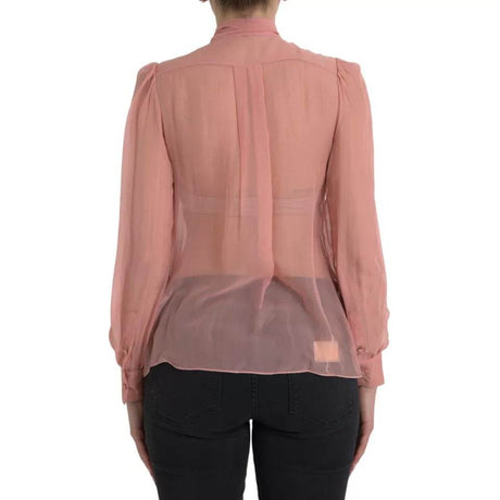 Dolce & Gabbana Pink Long Sleeves Ascot Collar Top Blouse - Hilstor