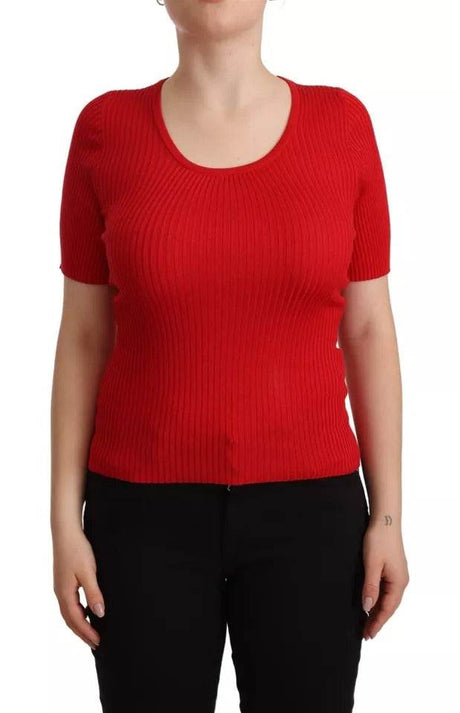Dolce & Gabbana Red Silk T-shirt Short Sleeve Top Blouse - Hilstor