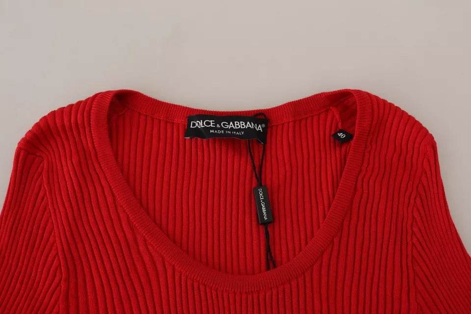 Dolce & Gabbana Red Silk T-shirt Short Sleeve Top Blouse - Hilstor