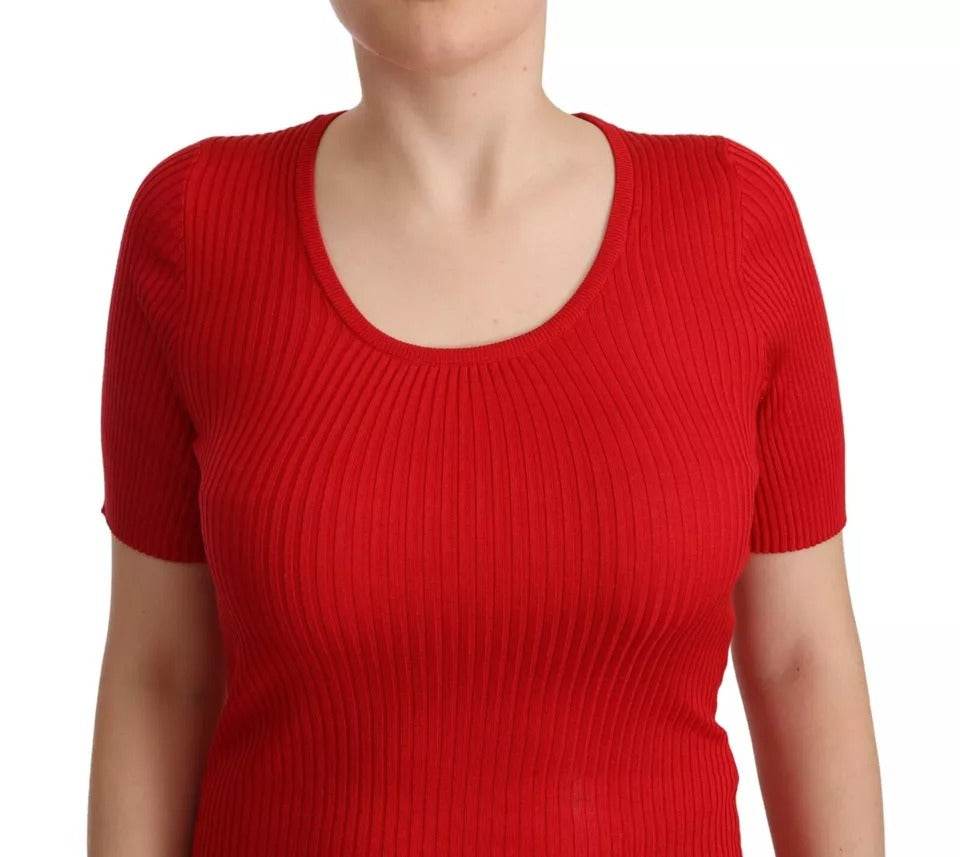 Dolce & Gabbana Red Silk T-shirt Short Sleeve Top Blouse - Hilstor