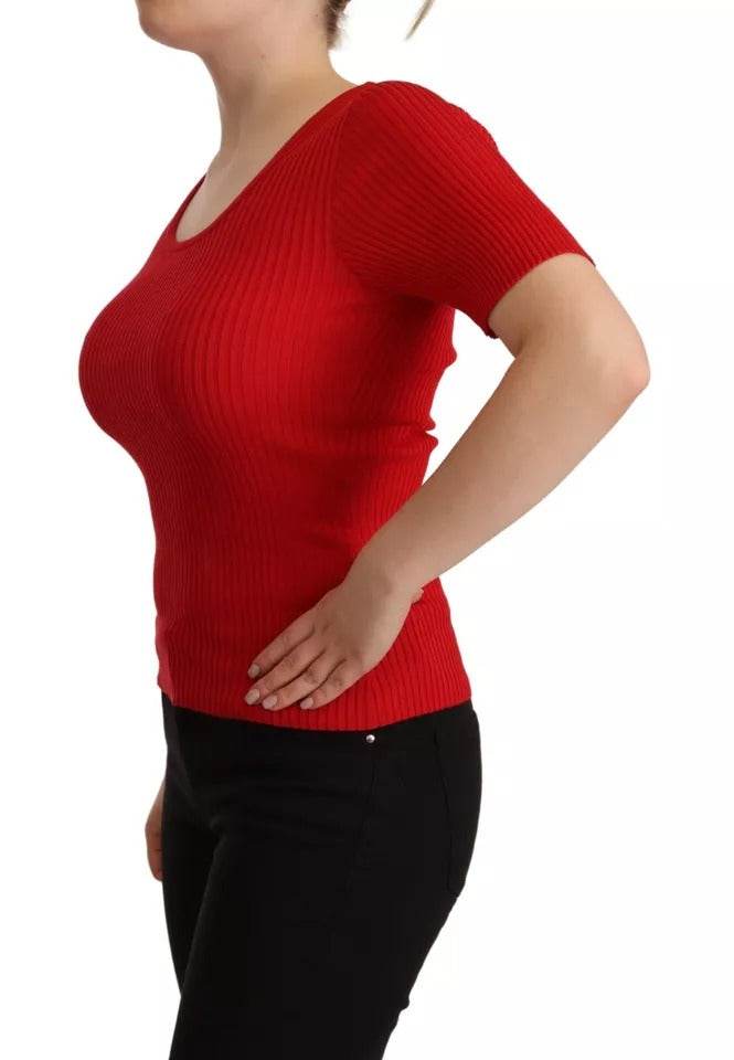 Dolce & Gabbana Red Silk T-shirt Short Sleeve Top Blouse - Hilstor