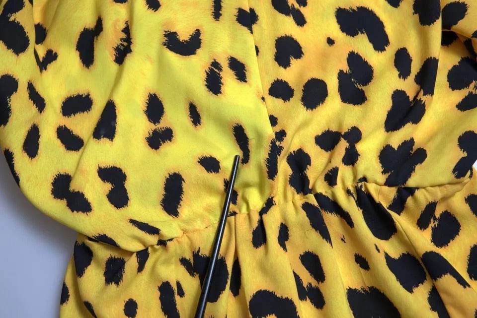 Dolce & Gabbana Yellow Leopard Print Long Sleeves Top Blouse - Hilstor
