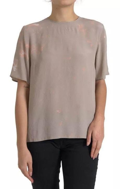 Dolce & Gabbana Brown Round Neck Short Sleeve Blouse Top - Hilstor