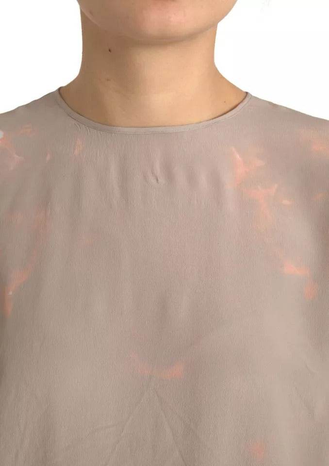 Dolce & Gabbana Brown Round Neck Short Sleeve Blouse Top - Hilstor