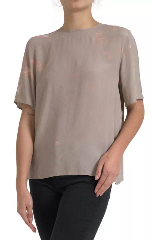 Dolce & Gabbana Brown Round Neck Short Sleeve Blouse Top - Hilstor