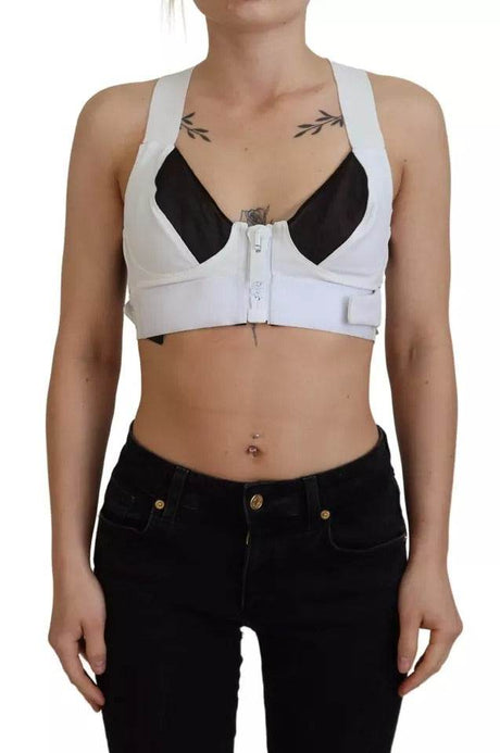Dolce & Gabbana White Viscose Sleeveless Cropped Bustier Top - Hilstor