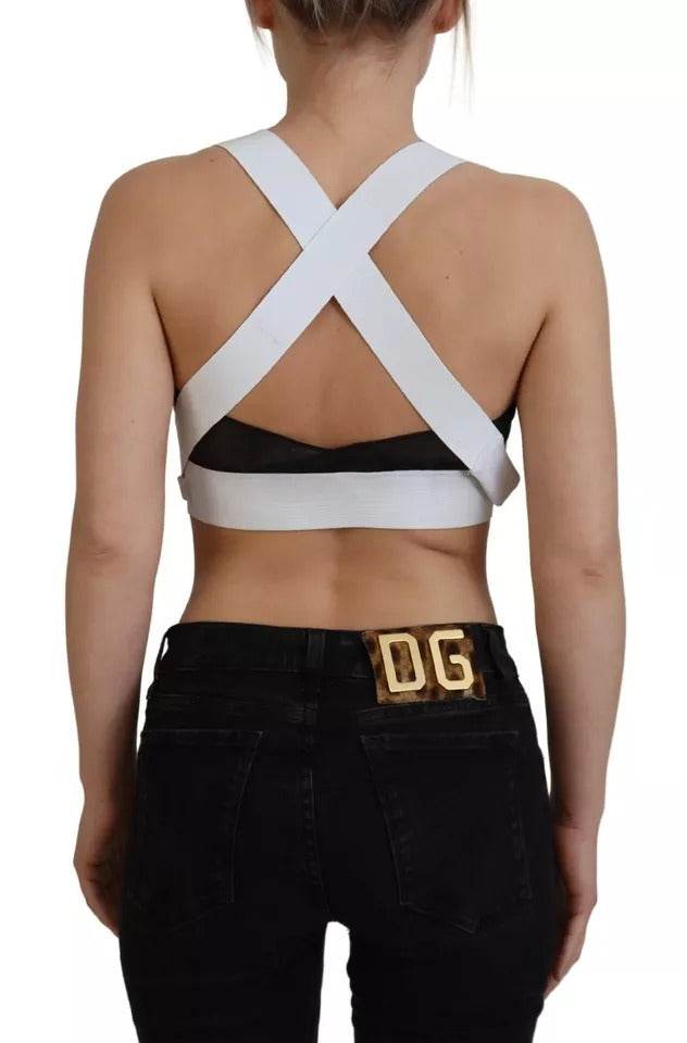 Dolce & Gabbana White Viscose Sleeveless Cropped Bustier Top - Hilstor