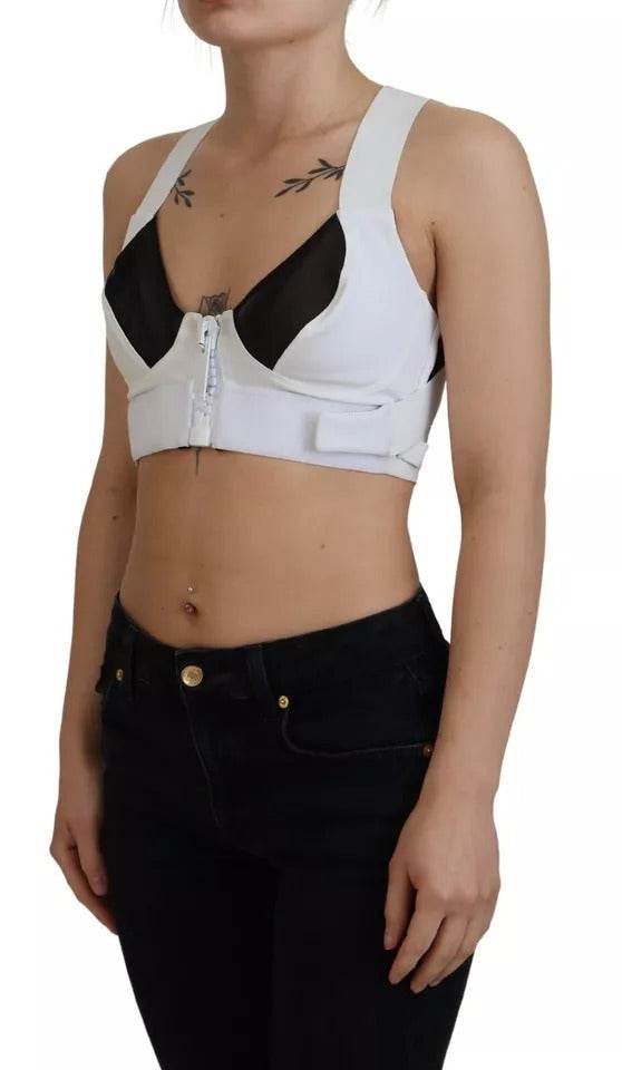 Dolce & Gabbana White Viscose Sleeveless Cropped Bustier Top - Hilstor