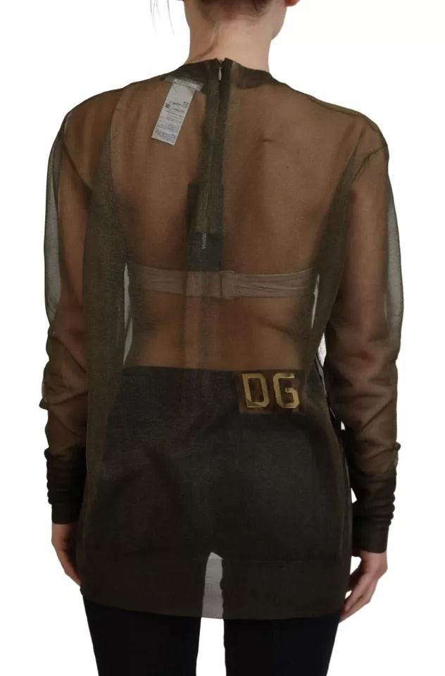Dolce & Gabbana Black Transparent Crewneck Long Sleeves Top - Hilstor
