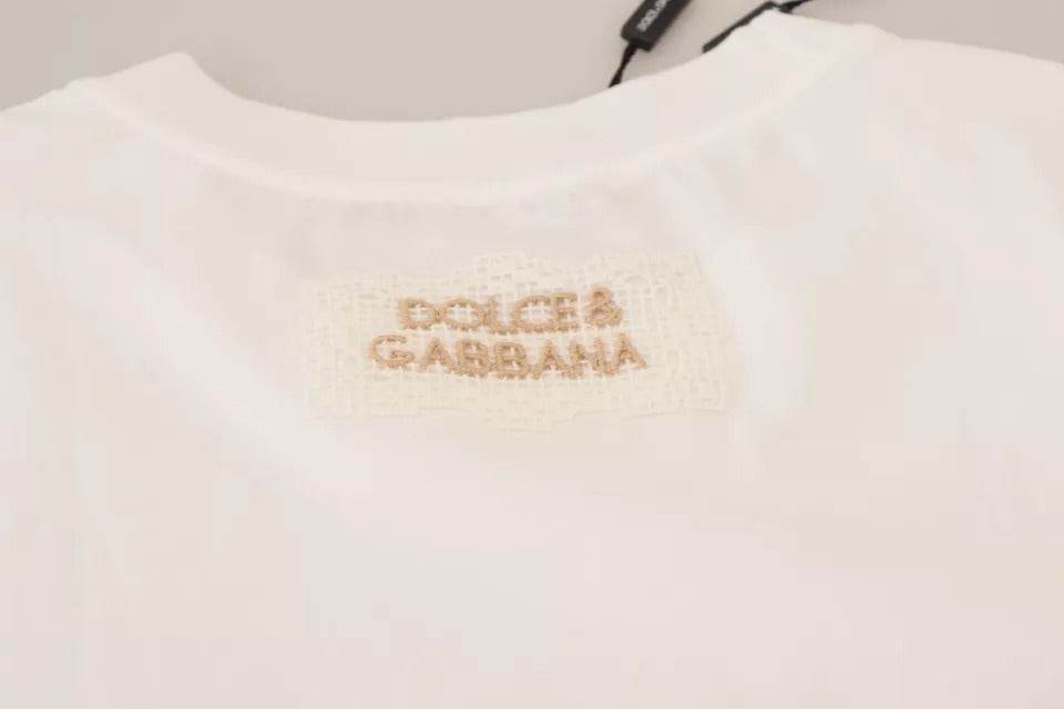 Dolce & Gabbana Optical White Printed Short Sleeves Top - Hilstor