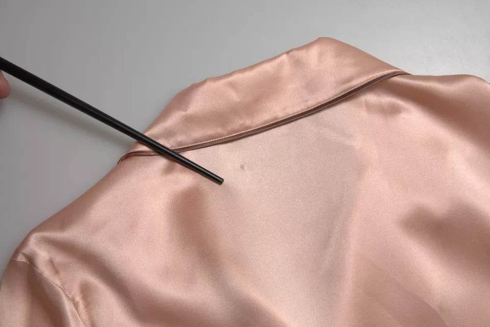 Dolce & Gabbana Pink Silk Long Sleeves Logo Pajama Blouse Top - Hilstor