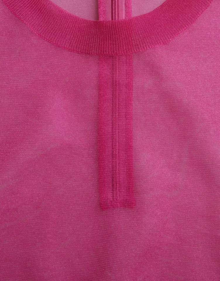 Dolce & Gabbana Pink Transparent Crewneck Long Sleeves Top - Hilstor
