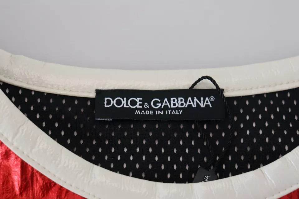 Dolce & Gabbana Red Nylon Logo Print Sleeveless Jersey Top - Hilstor