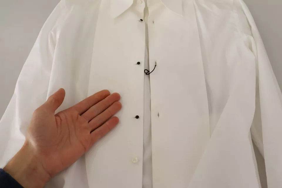 Dolce & Gabbana White Cotton Dress Collared Long Sleeves Shirt Top - Hilstor