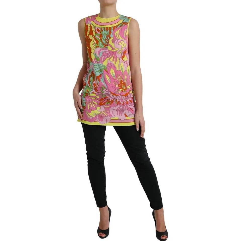 Dolce & Gabbana Multicolor Floral Silk Sleeveless Tank Top - Hilstor