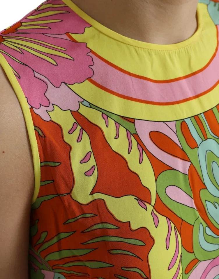Dolce & Gabbana Multicolor Floral Silk Sleeveless Tank Top - Hilstor