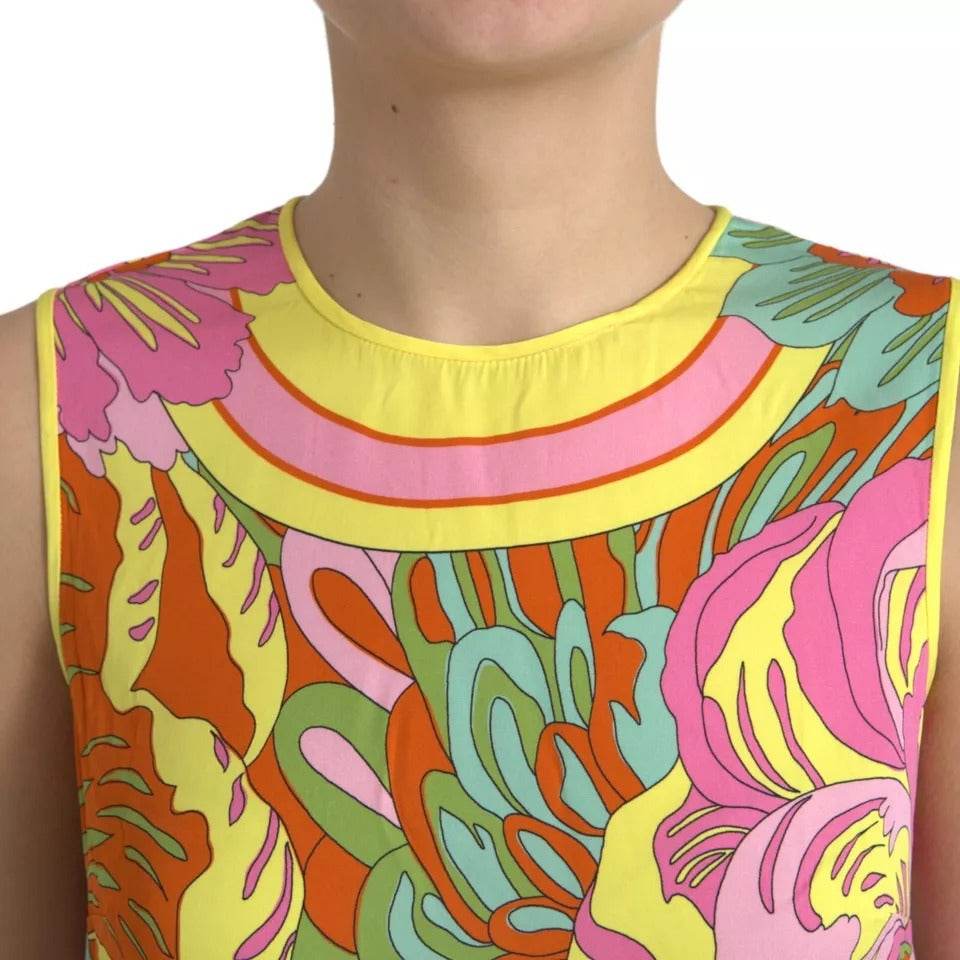 Dolce & Gabbana Multicolor Floral Silk Sleeveless Tank Top - Hilstor