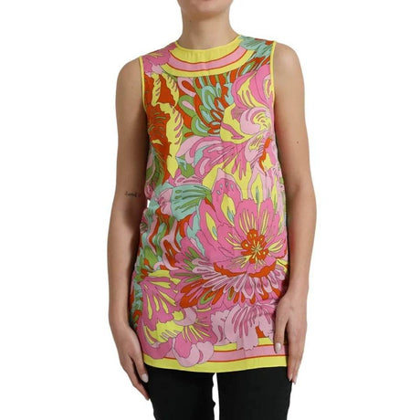 Dolce & Gabbana Multicolor Floral Silk Sleeveless Tank Top - Hilstor