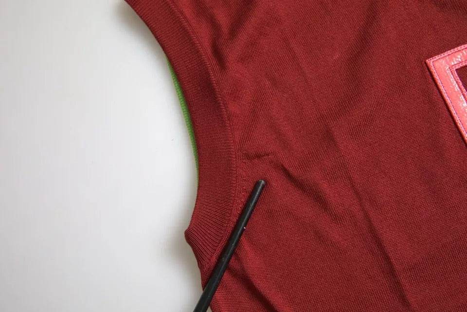 Dolce & Gabbana Red Green Silk DG Logo Sleeveless Tank Top - Hilstor