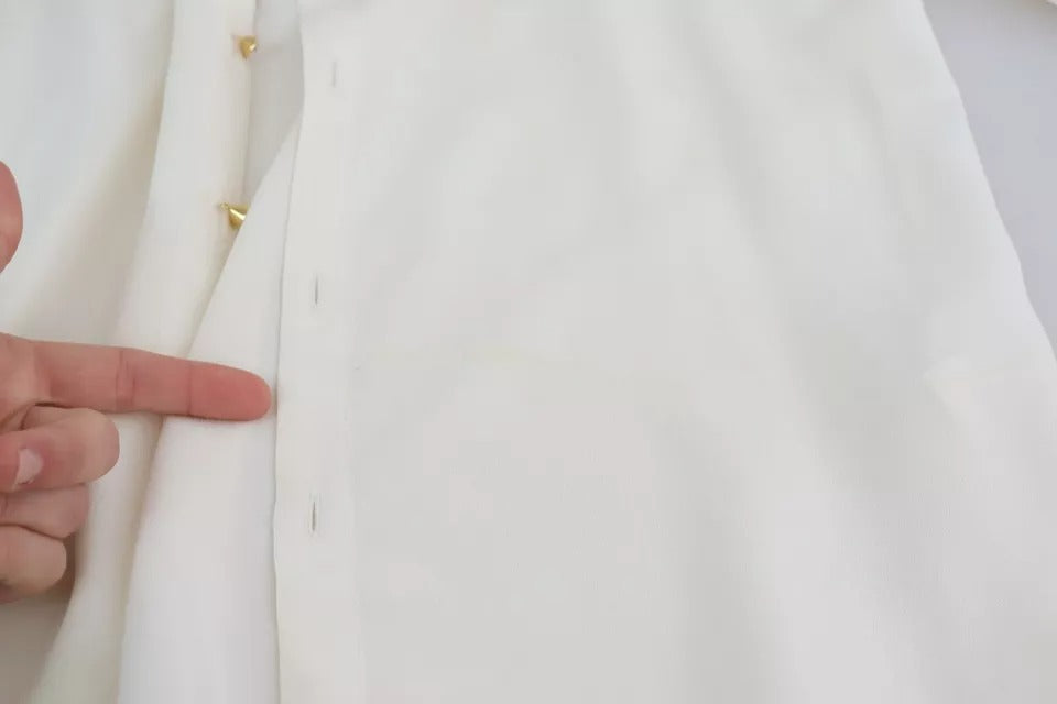 Dolce &amp; Gabbana Hvid Bluse Ascot Collar Shirt Silke Top