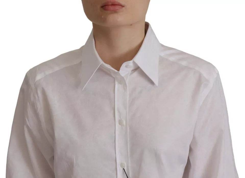 Dolce & Gabbana White Cotton Collared Formal Dress Shirt Top - Hilstor