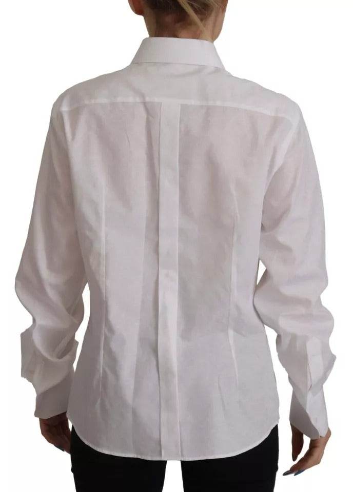 Dolce & Gabbana White Cotton Collared Formal Dress Shirt Top - Hilstor