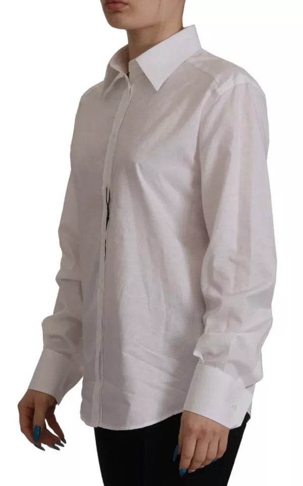 Dolce & Gabbana White Cotton Collared Formal Dress Shirt Top - Hilstor