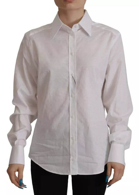 Dolce & Gabbana White Cotton Collared Formal Dress Shirt Top - Hilstor