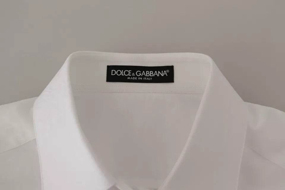 Dolce & Gabbana White Cotton Collared Formal Dress Shirt Top - Hilstor