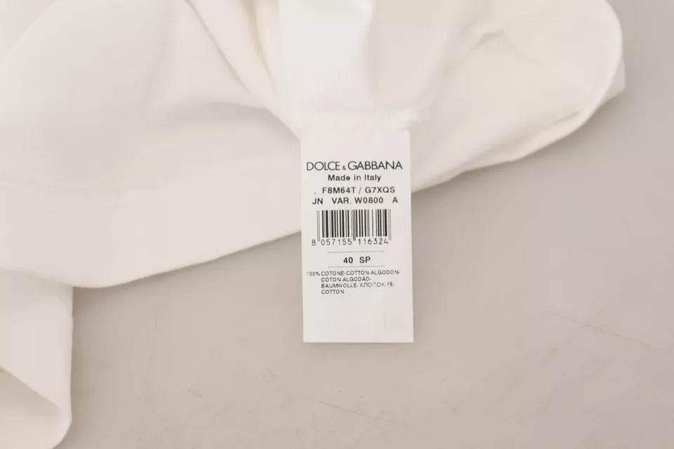 Dolce & Gabbana White Striped Short Sleeves Pullover Top - Hilstor