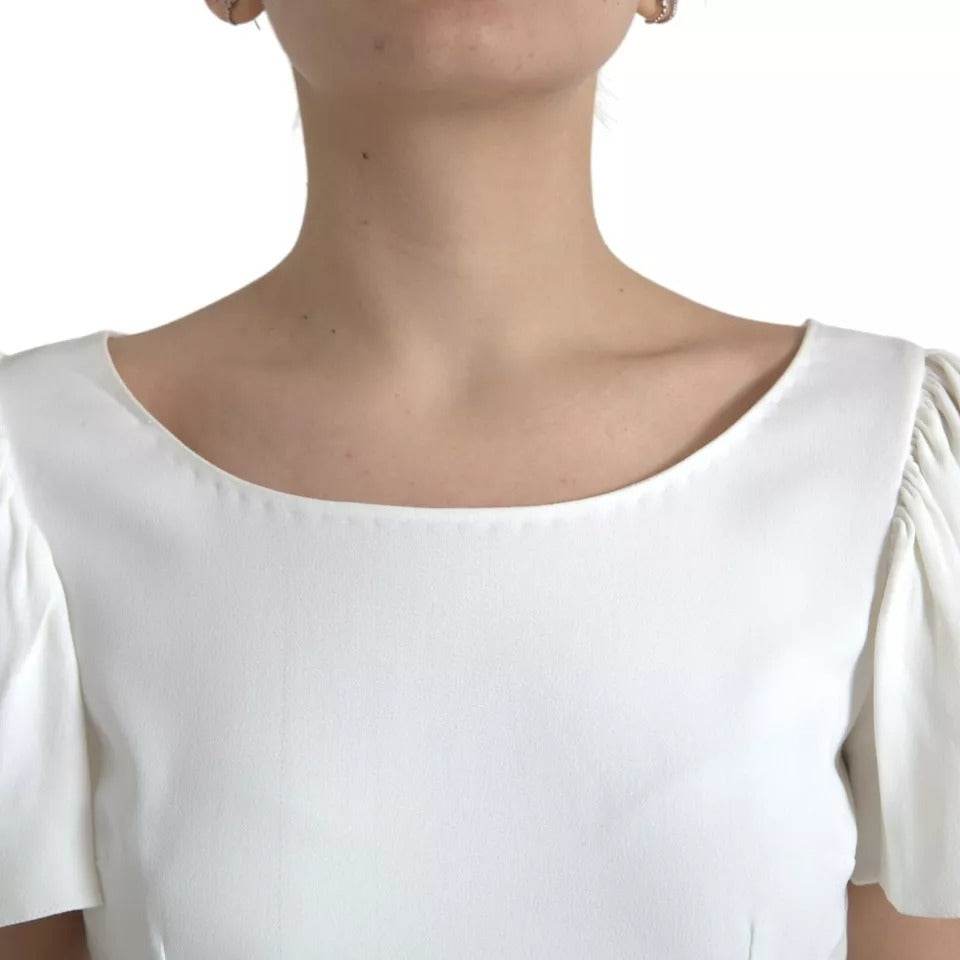 Dolce & Gabbana White Viscose Round Neck Short Sleeves Top - Hilstor
