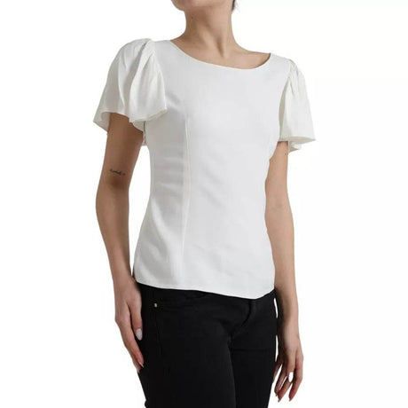 Dolce & Gabbana White Viscose Round Neck Short Sleeves Top - Hilstor