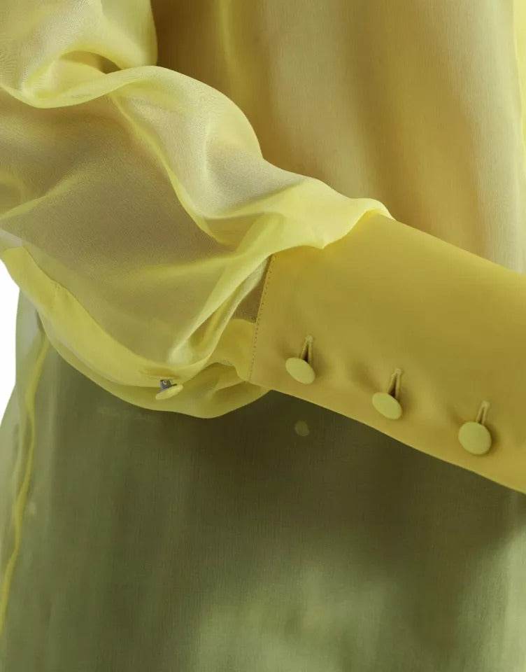 Dolce & Gabbana Yellow Long Sleeve Button Down Blouse Top - Hilstor