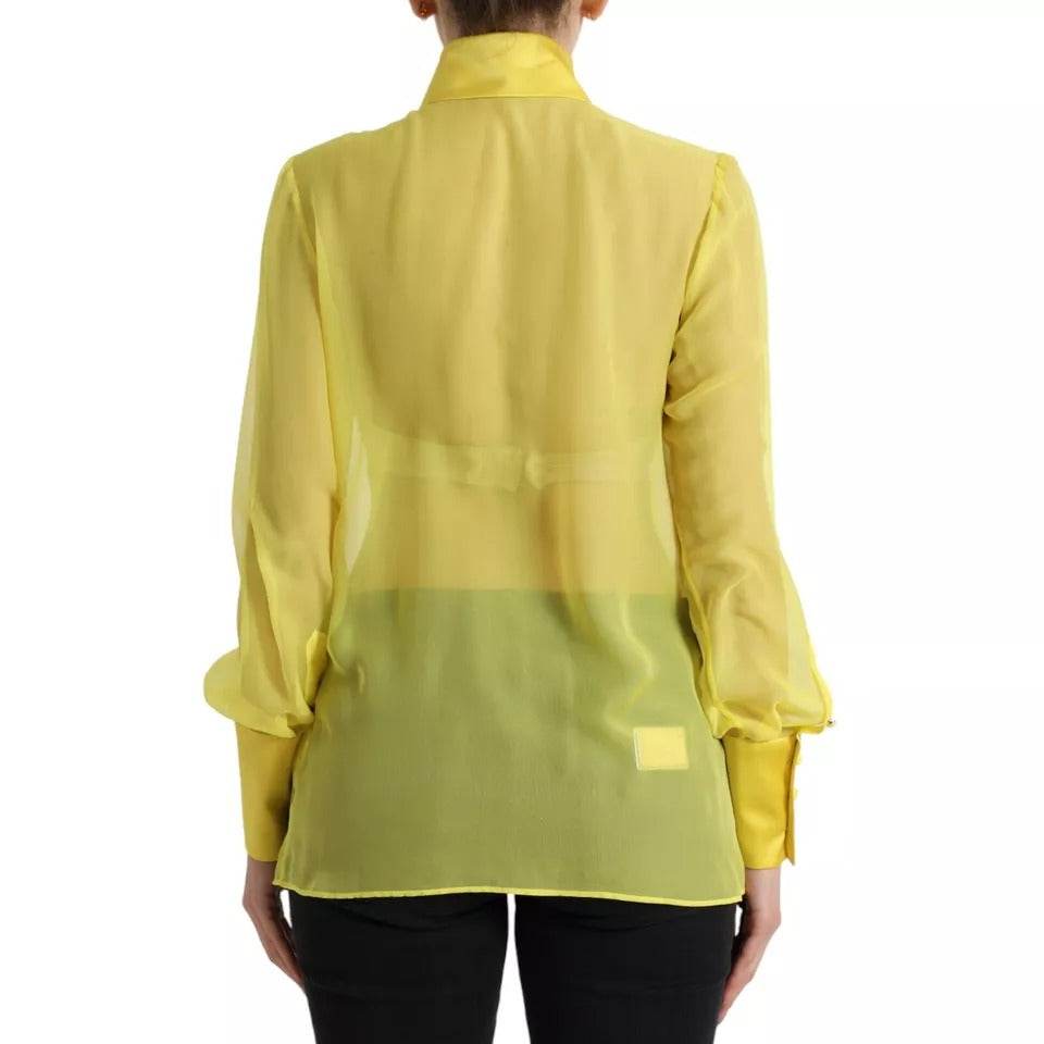 Dolce & Gabbana Yellow Long Sleeve Button Down Blouse Top - Hilstor