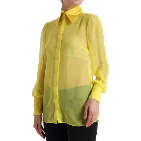 Dolce & Gabbana Yellow Long Sleeve Button Down Blouse Top - Hilstor
