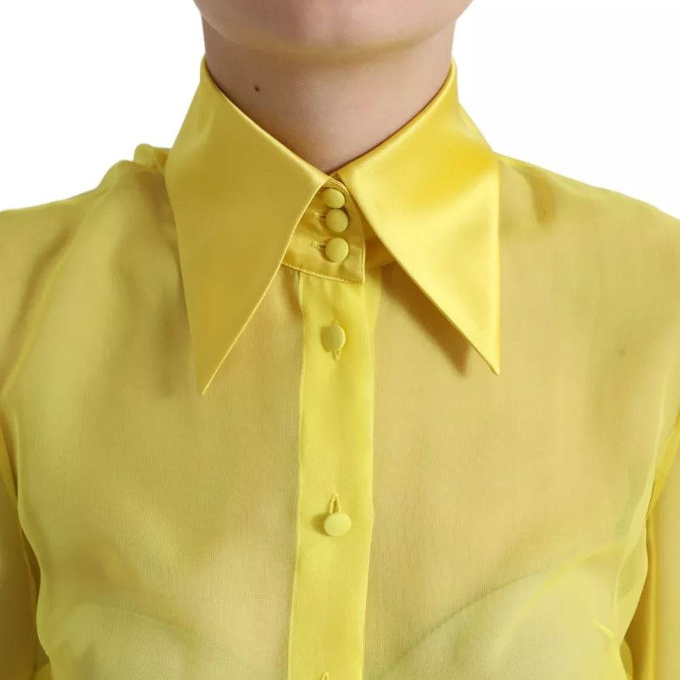 Dolce & Gabbana Yellow Long Sleeve Button Down Blouse Top - Hilstor