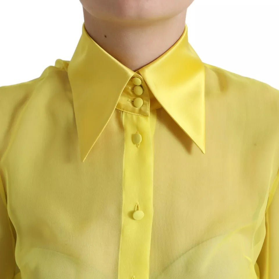 Dolce &amp; Gabbana gul langærmet bluse med knap ned