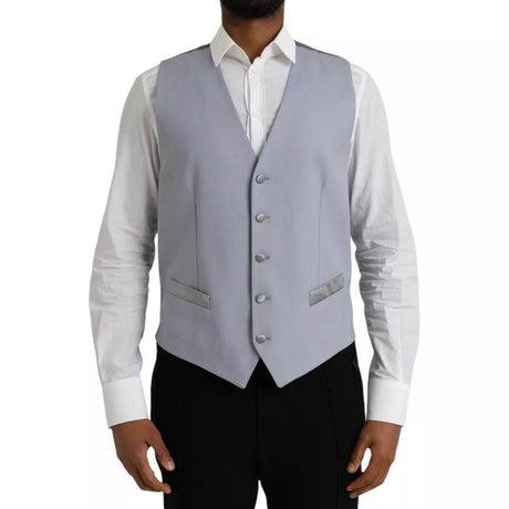 Dolce & Gabbana Light Blue Wool Formal Dress Waistcoat Vest - Hilstor
